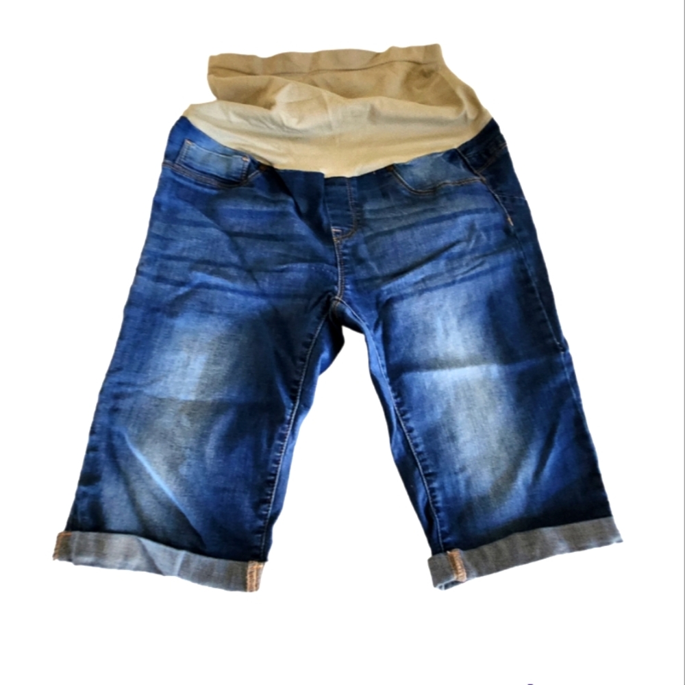 Maternity washed denim shorts